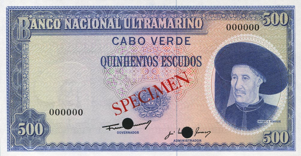 Front of Cape Verde p53Act: 500 Escudos from 1971