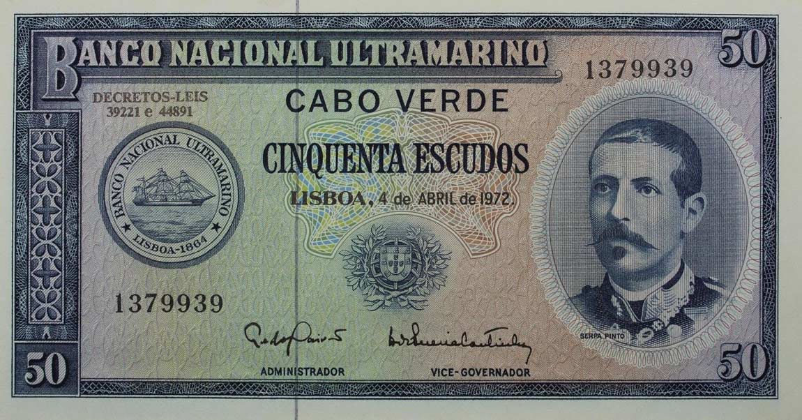 Front of Cape Verde p53a: 50 Escudos from 1972