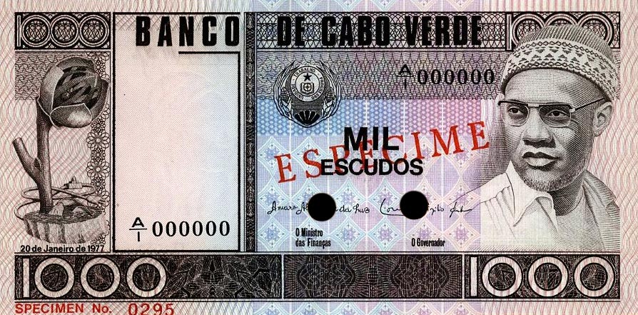 Front of Cape Verde p56s1: 1000 Escudos from 1977