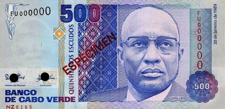 Front of Cape Verde p59s: 500 Escudos from 1989