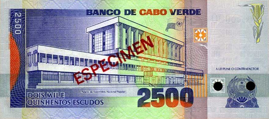 Back of Cape Verde p61s: 2500 Escudos from 1989