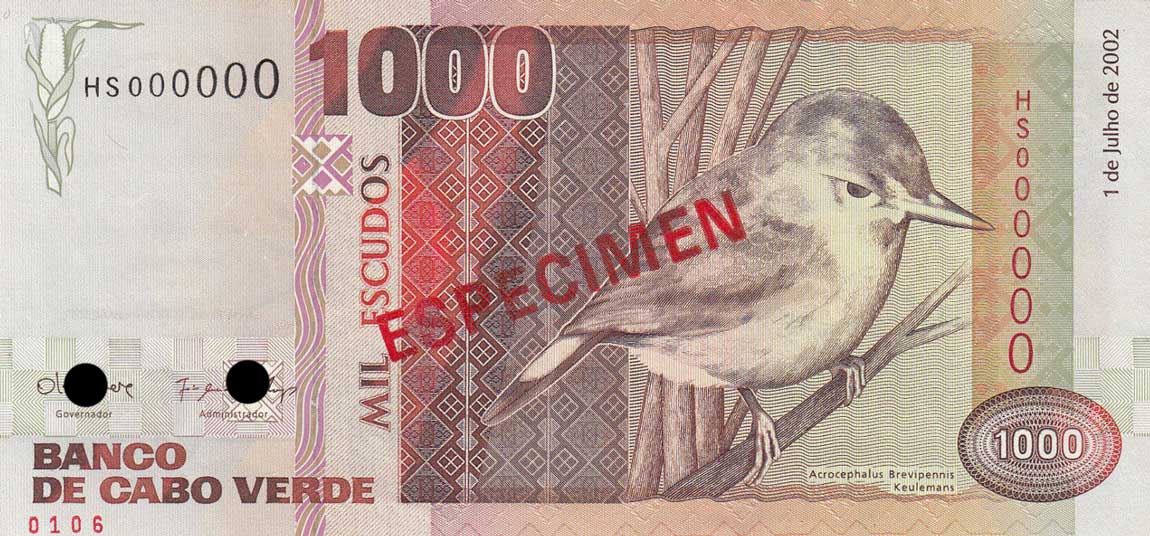 Front of Cape Verde p65s2: 1000 Escudos from 2002