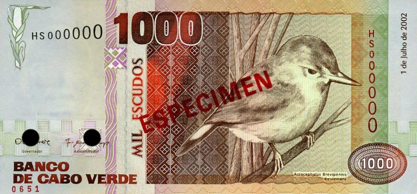 Front of Cape Verde p65s1: 1000 Escudos from 1992