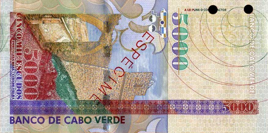 Back of Cape Verde p67s: 5000 Escudos from 2000