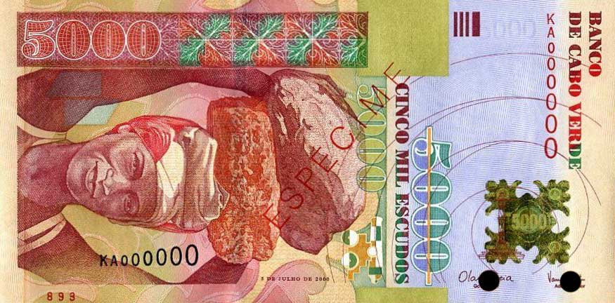 Front of Cape Verde p67s: 5000 Escudos from 2000