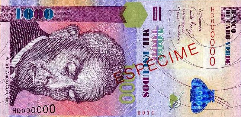 Front of Cape Verde p70s: 1000 Escudos from 2007