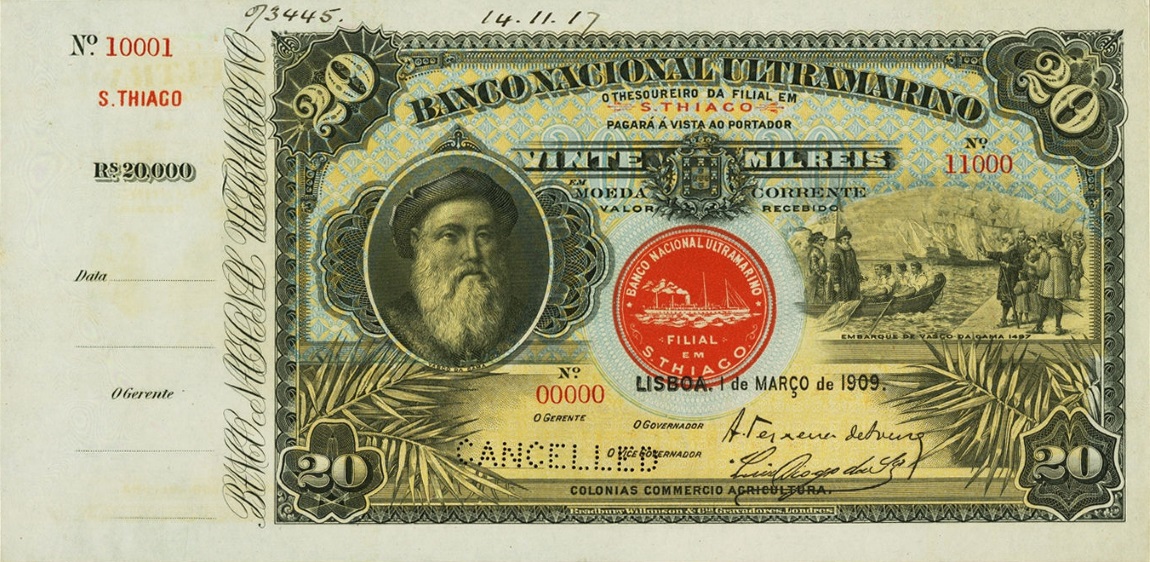 Front of Cape Verde p8s: 20 Mil Reis from 1909