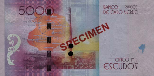 Back of Cape Verde p75s: 5000 Escudos from 2014