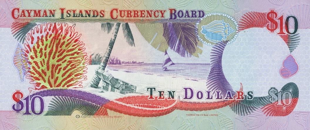 Back of Cayman Islands p18b: 10 Dollars from 1996