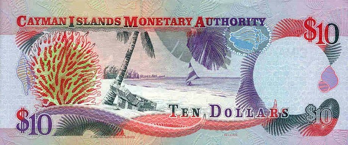 Back of Cayman Islands p23a: 10 Dollars from 1998