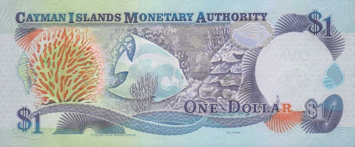 Back of Cayman Islands p26b: 1 Dollar from 2001