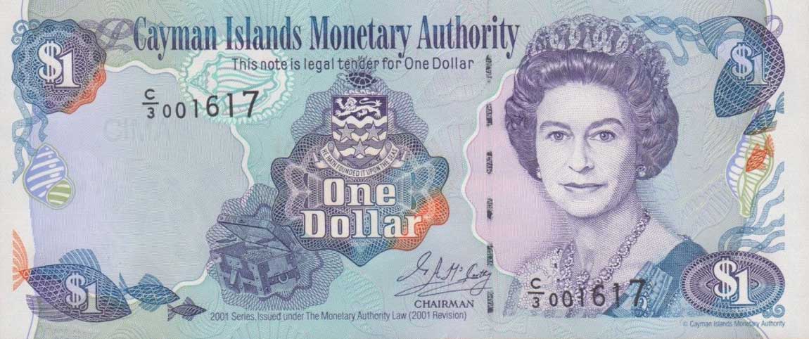 Front of Cayman Islands p26b: 1 Dollar from 2001