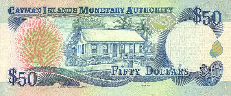 Back of Cayman Islands p29a: 50 Dollars from 2001