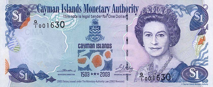 Front of Cayman Islands p30b: 1 Dollar from 2003