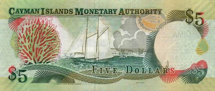 Back of Cayman Islands p34a: 5 Dollars from 2006