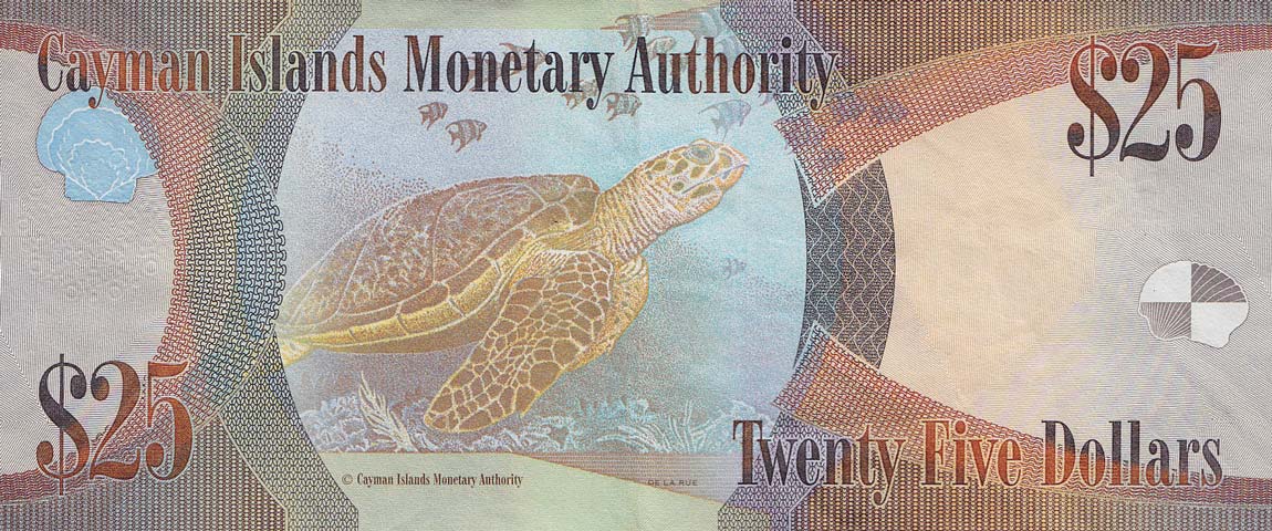 Back of Cayman Islands p41a: 25 Dollars from 2010