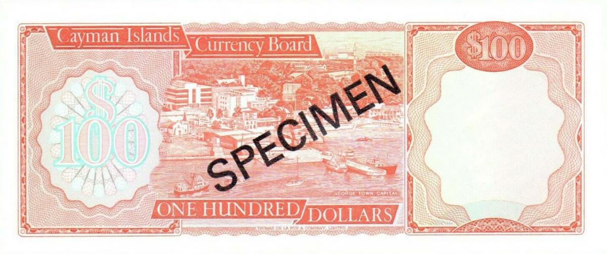 Back of Cayman Islands p11s: 100 Dollars from 1974