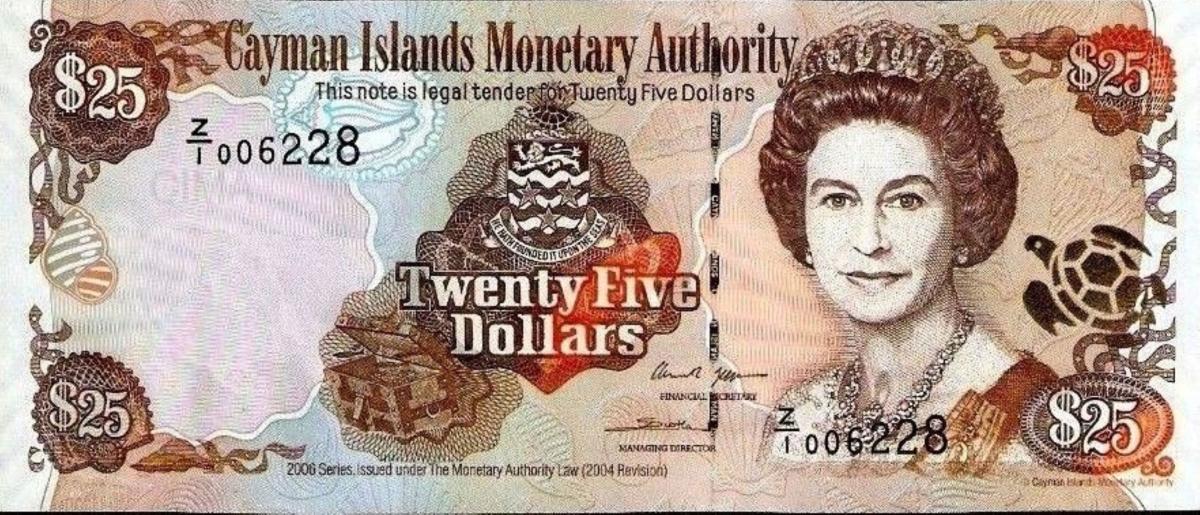 Front of Cayman Islands p36r: 25 Dollars from 2006