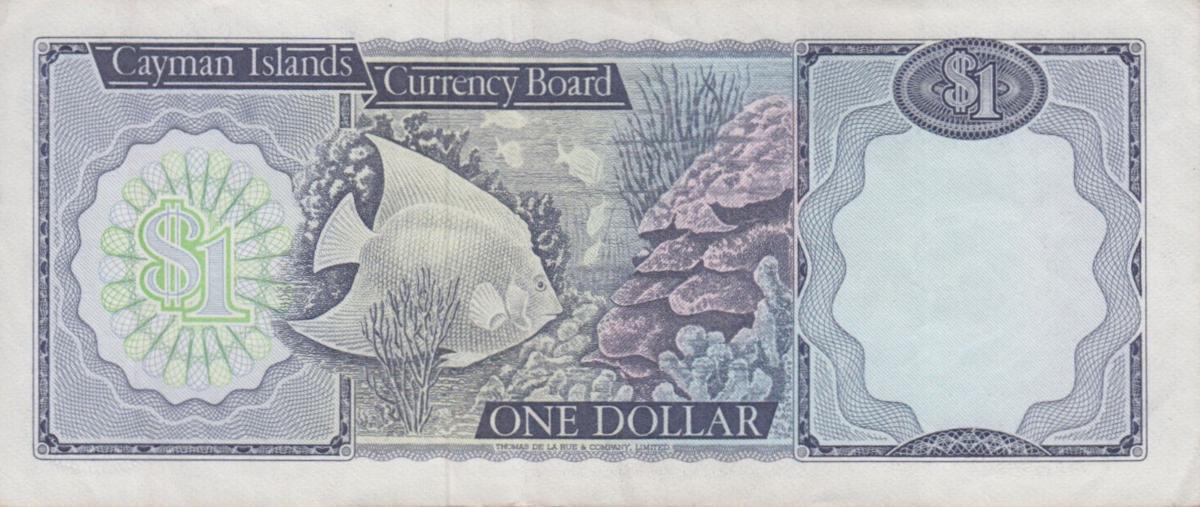 Back of Cayman Islands p5r1: 1 Dollar from 1974