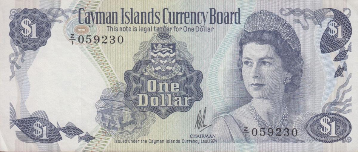 Front of Cayman Islands p5r1: 1 Dollar from 1974