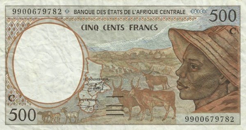 Front of Central African States p101Cf: 500 Francs from 1999