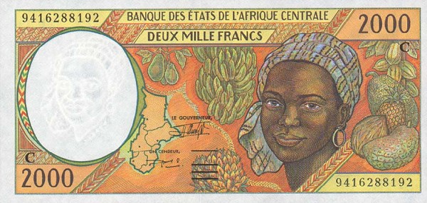 Front of Central African States p103Cb: 2000 Francs from 1994