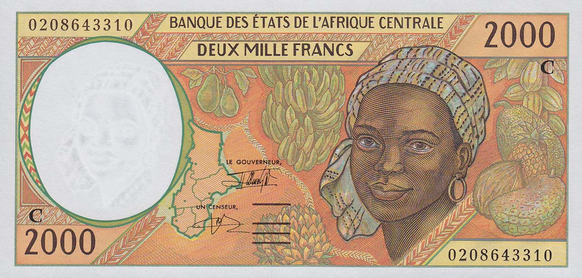 Front of Central African States p103Ch: 2000 Francs from 2002