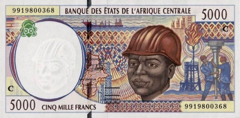 Front of Central African States p104Ce: 5000 Francs from 1999