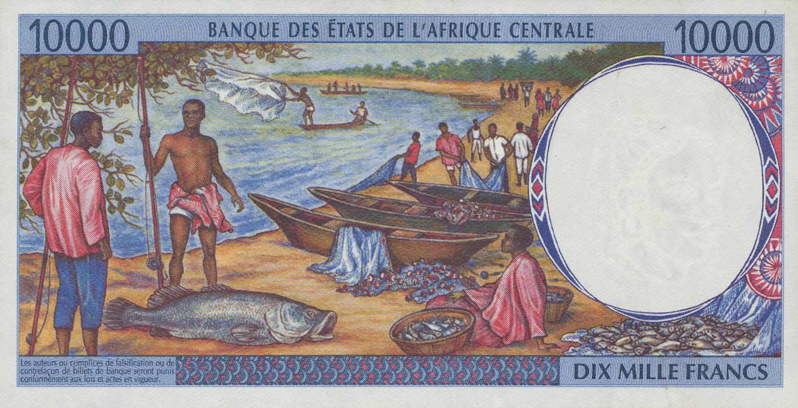 Back of Central African States p105Ca: 10000 Francs from 1994