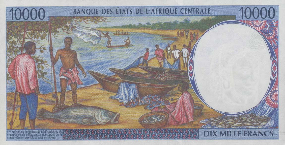 Back of Central African States p105Ce: 10000 Francs from 1999