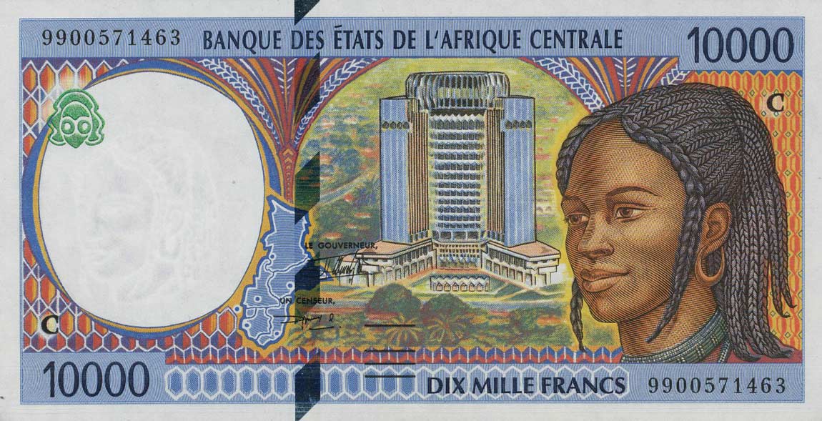 Front of Central African States p105Ce: 10000 Francs from 1999