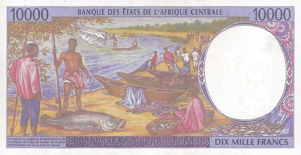 Back of Central African States p105Cg: 10000 Francs from 2002