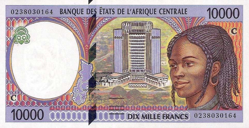 Front of Central African States p105Cg: 10000 Francs from 2002