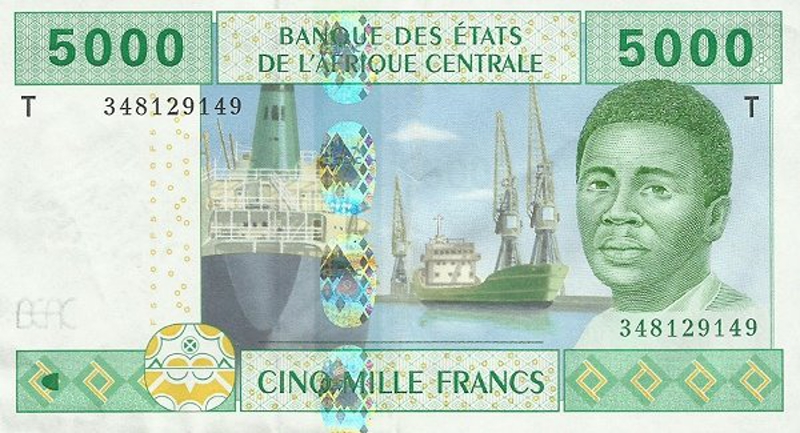 Front of Central African States p109Tb: 5000 Francs from 2002