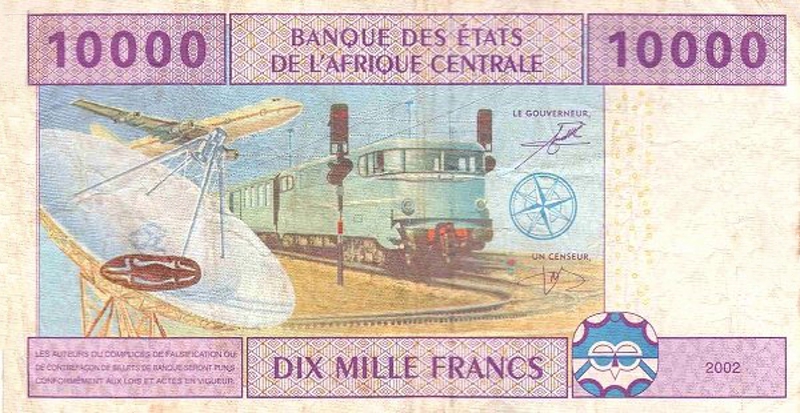 Back of Central African States p110Tb: 10000 Francs from 2002