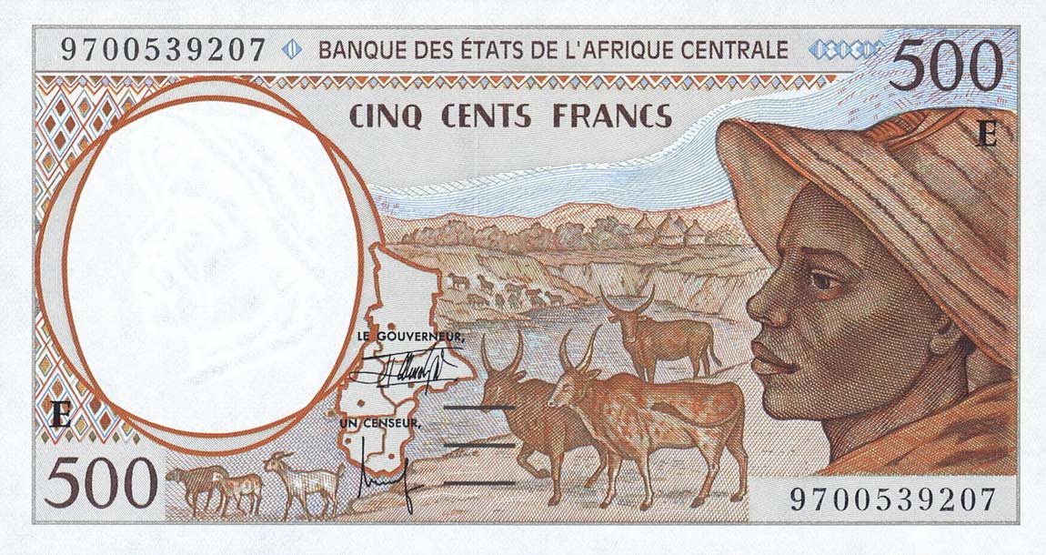 Front of Central African States p201Ed: 500 Francs from 1997