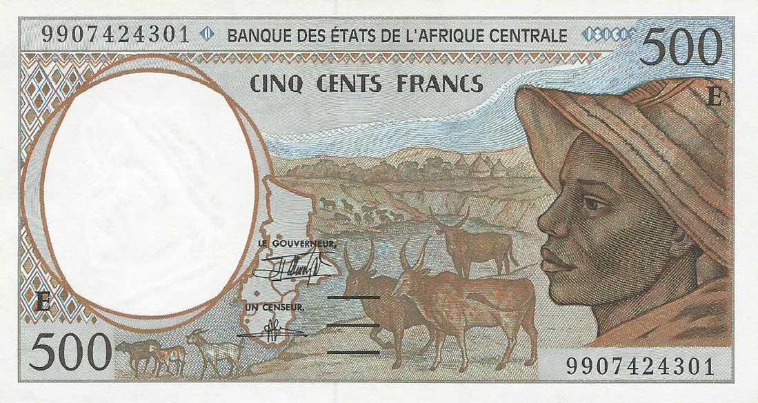 Front of Central African States p201Ef: 500 Francs from 1999