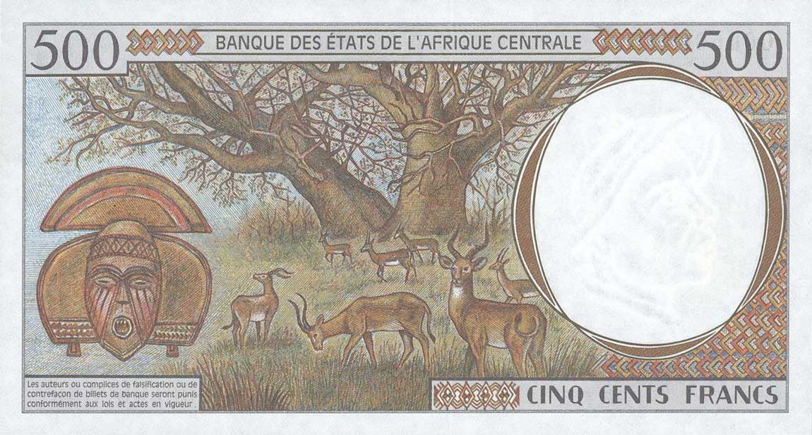 Back of Central African States p201Eg: 500 Francs from 2000