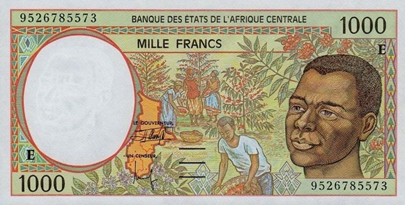 Front of Central African States p202Ec: 1000 Francs from 1995
