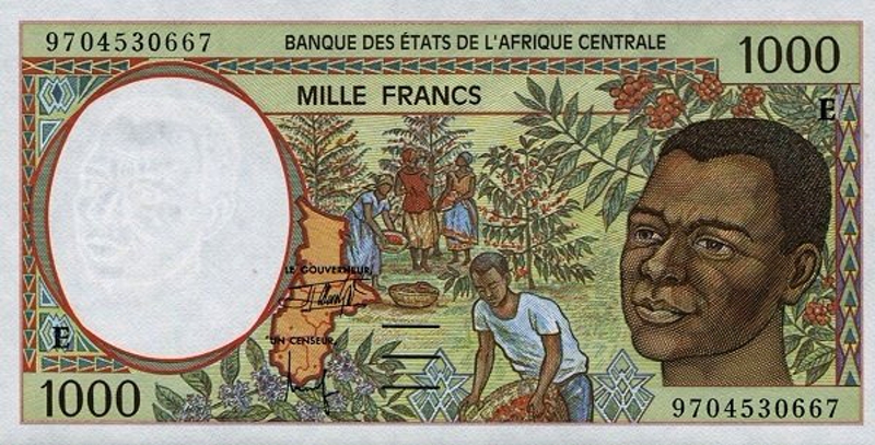 Front of Central African States p202Ed: 1000 Francs from 1997