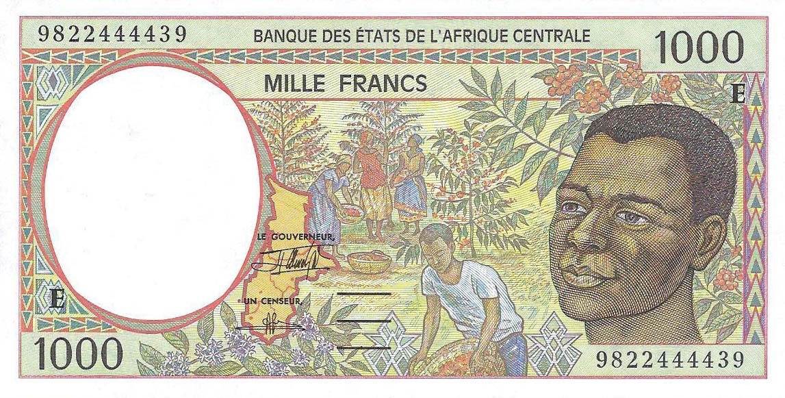 Front of Central African States p202Ee: 1000 Francs from 1998