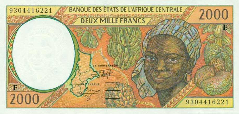 Front of Central African States p203Ea: 2000 Francs from 1993