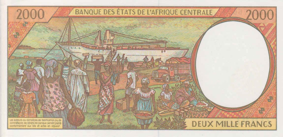 Back of Central African States p203Eg: 2000 Francs from 2000