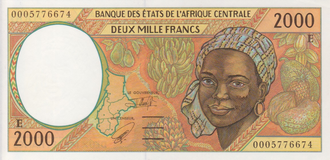 Front of Central African States p203Eg: 2000 Francs from 2000