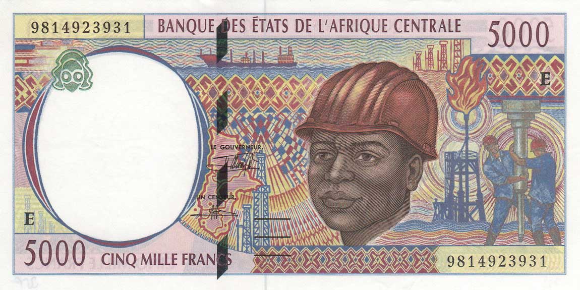 Front of Central African States p204Ed: 5000 Francs from 1998