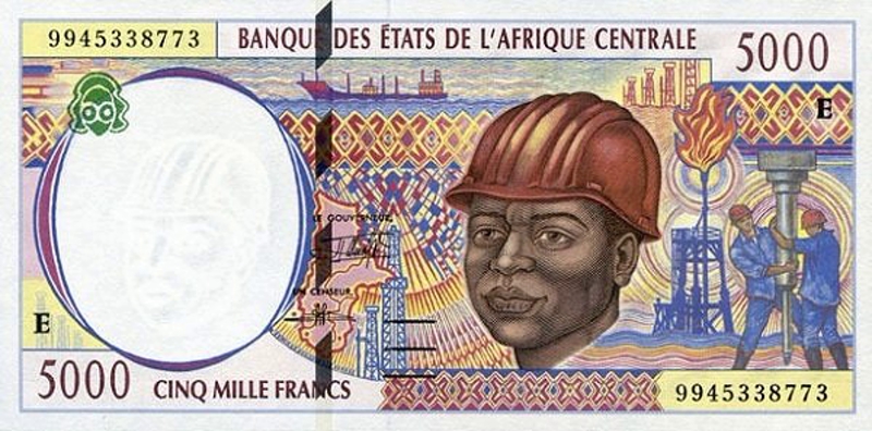 Front of Central African States p204Ee: 5000 Francs from 1999