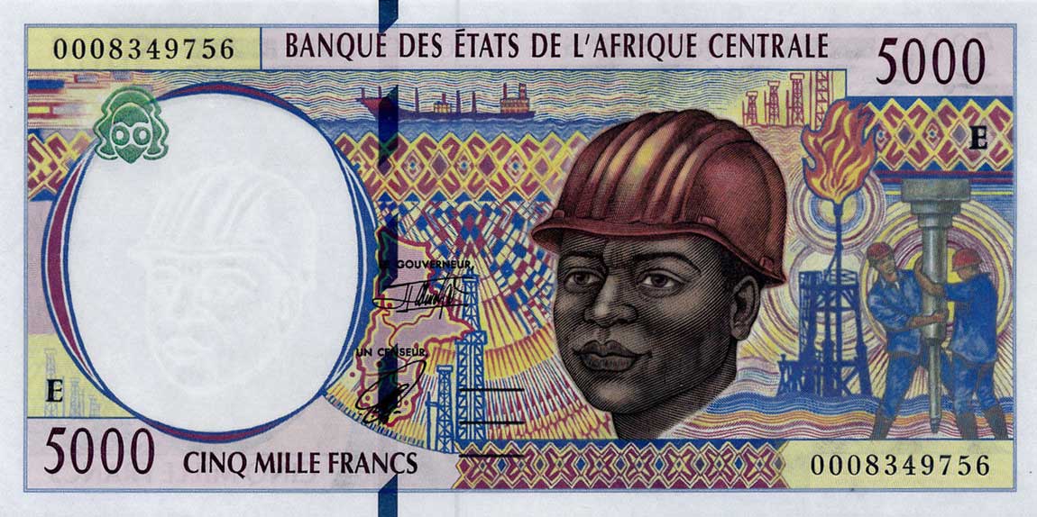 Front of Central African States p204Ef: 5000 Francs from 2000