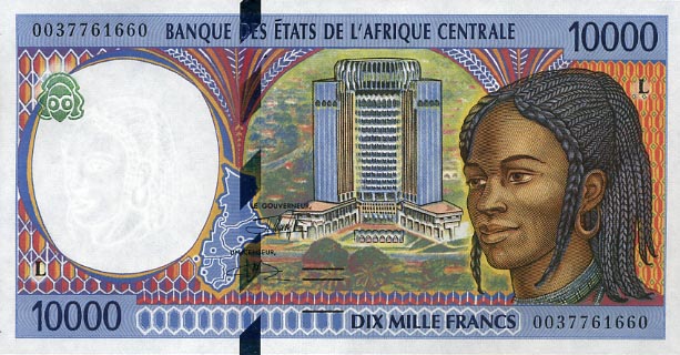 Front of Central African States p205Ef: 10000 Francs from 2000