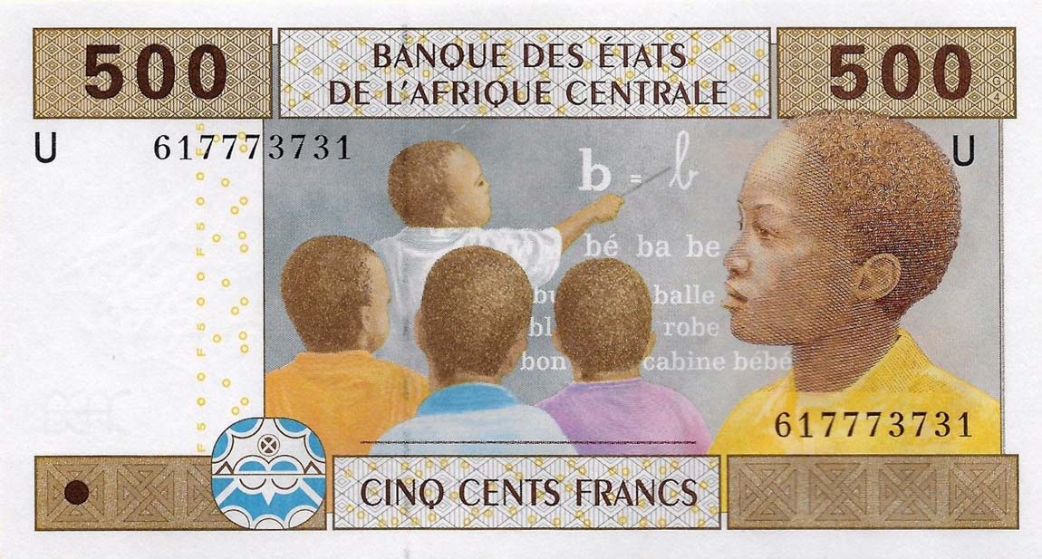 Front of Central African States p206Ud: 500 Francs from 2002