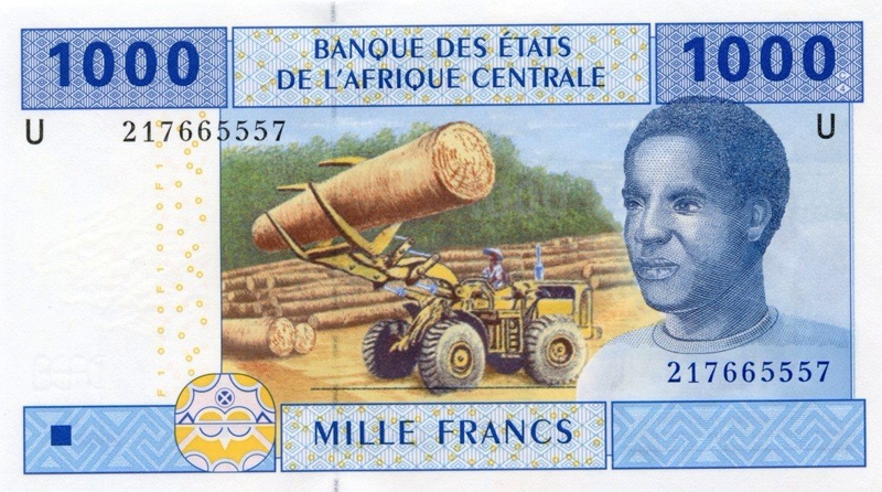 Front of Central African States p207Ub: 1000 Francs from 2002